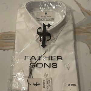 Father Sons - solid white button down size L - NWT